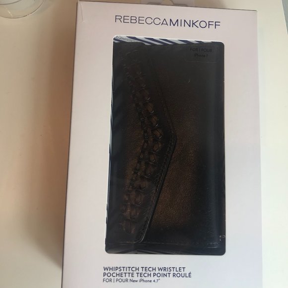 Rebecca Minkoff Leather IPHONE 7 Whipstitch WristWristlet CreditCard Wallet Case - Picture 4 of 11